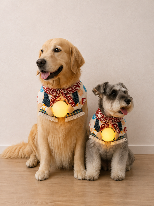 GutsDogCom Japanese Moon Embrace Pet Scarf – Mid-Autumn moon design for dogs and cats