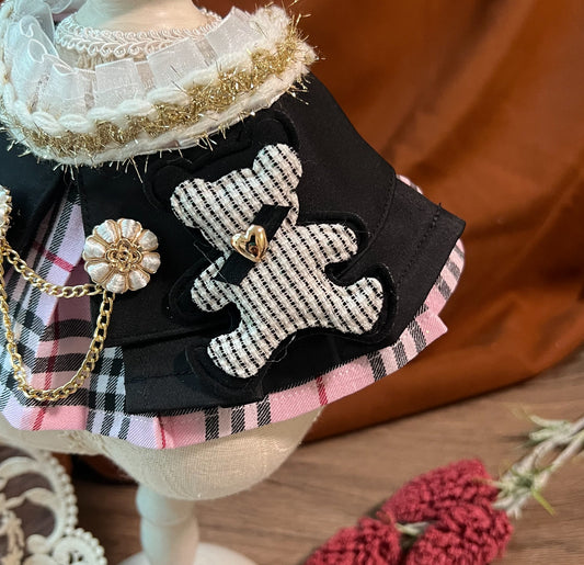 Elegant Pink Plaid Pet Scarf - Girl product image 2 | GutsDogCom