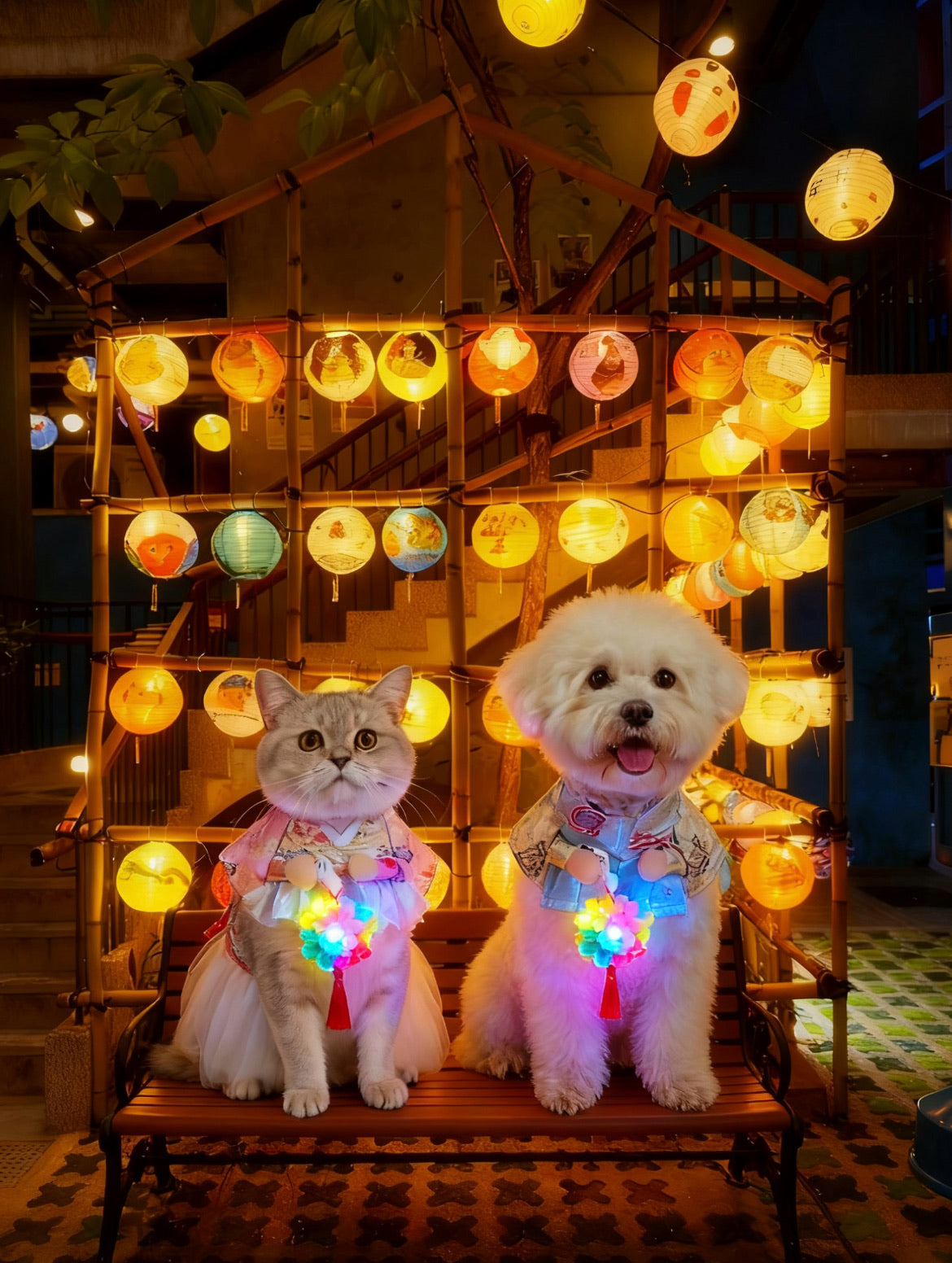 GDC1010 月影輕紡和服圍巾(手提花燈)