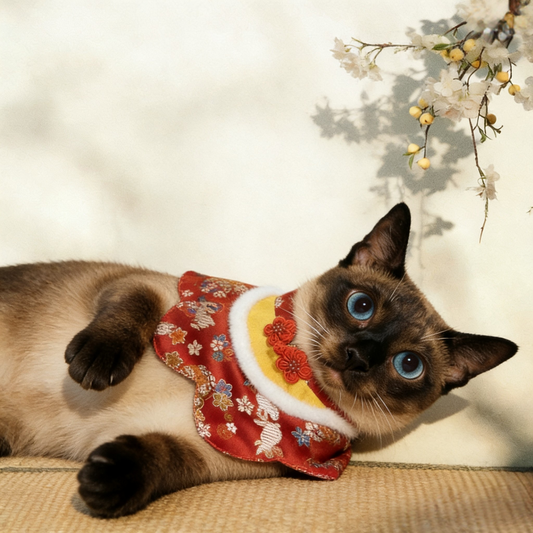 Red Tang Suit Faux Fur Collar Pet Scarf - Girl product image 2 | GutsDogCom