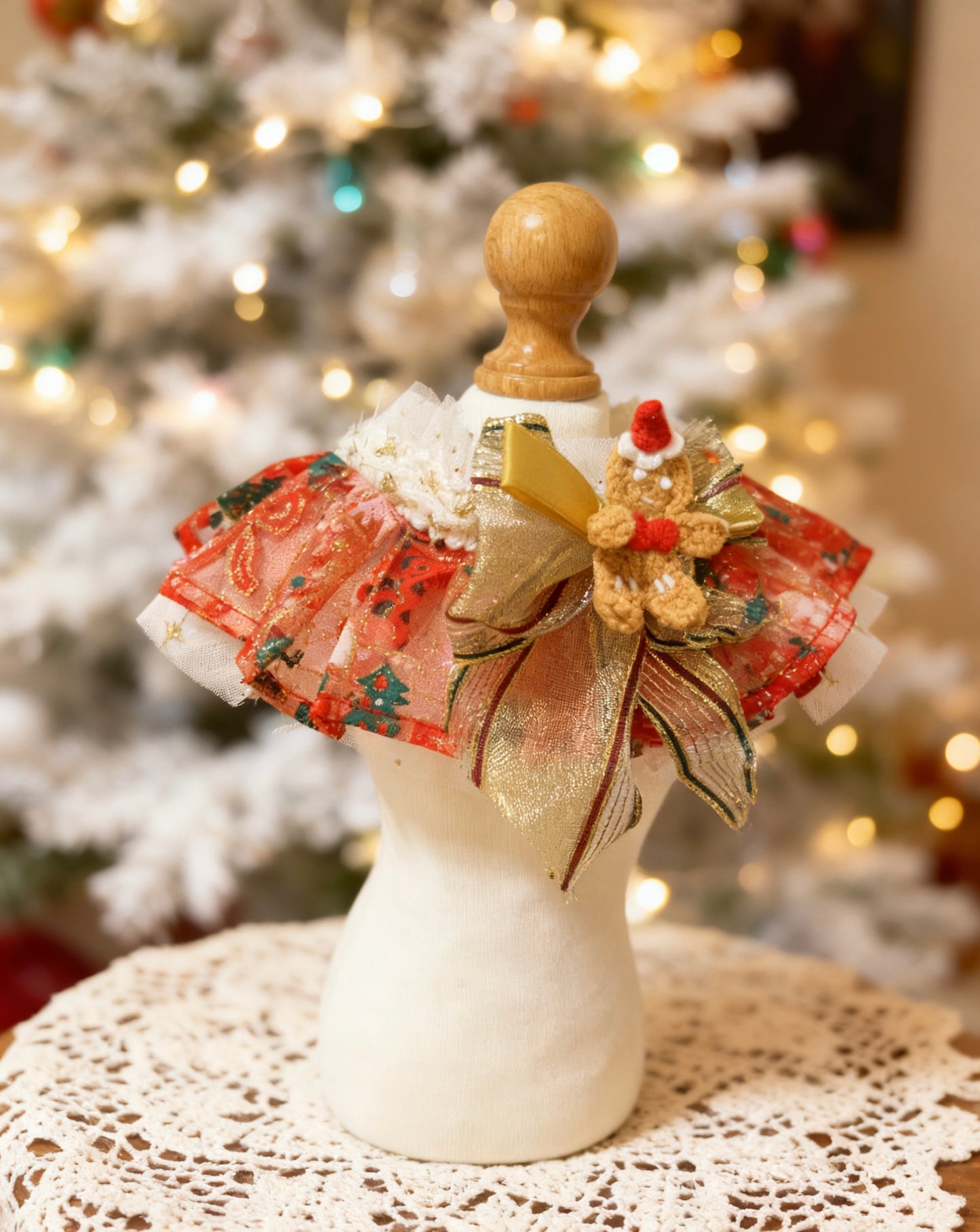 GDC0732 閃燈薑餅人聖誕紗紗圍巾