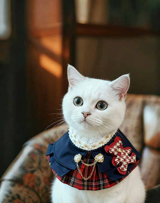 British Blue Tartan Scarf 古典復古英倫藍紅圍巾