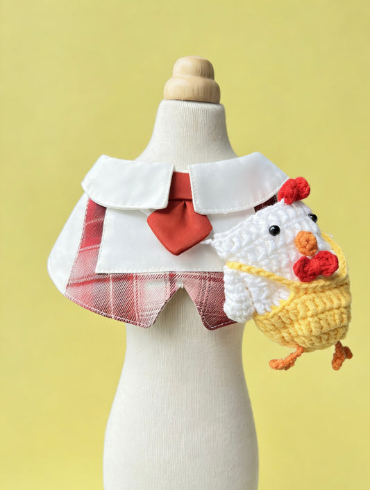 Kindergarten Boy Plaid Tie Pet Scarf - Red Orange product image 2 | GutsDogCom