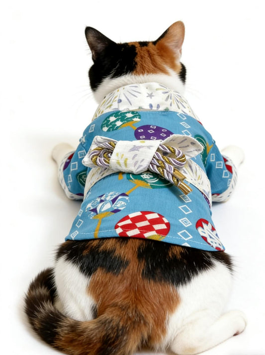 Blue Fireworks Summer Yukata | GutsDogCom