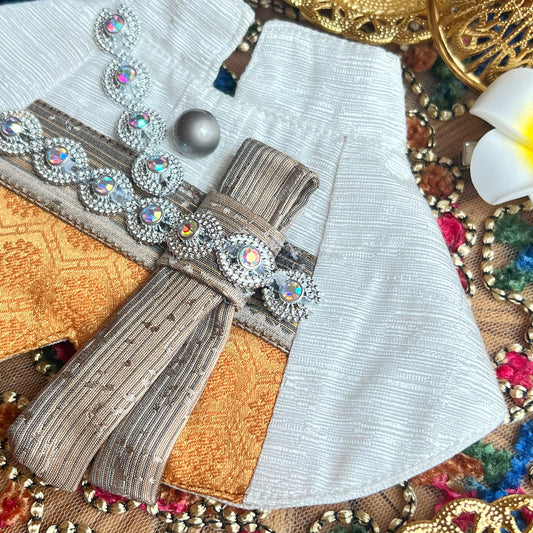 Kun Luo Men's Thai Scarf (White+Golden) product image 2 | GutsDogCom