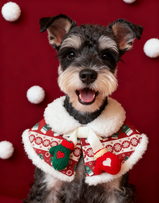Christmas Cape with Gloves Faux Fur Pet Scarf product image 2 | GutsDogCom