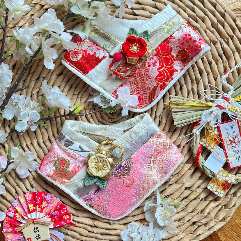 GDC0556 黃花和服領巾(淺粉紅色)