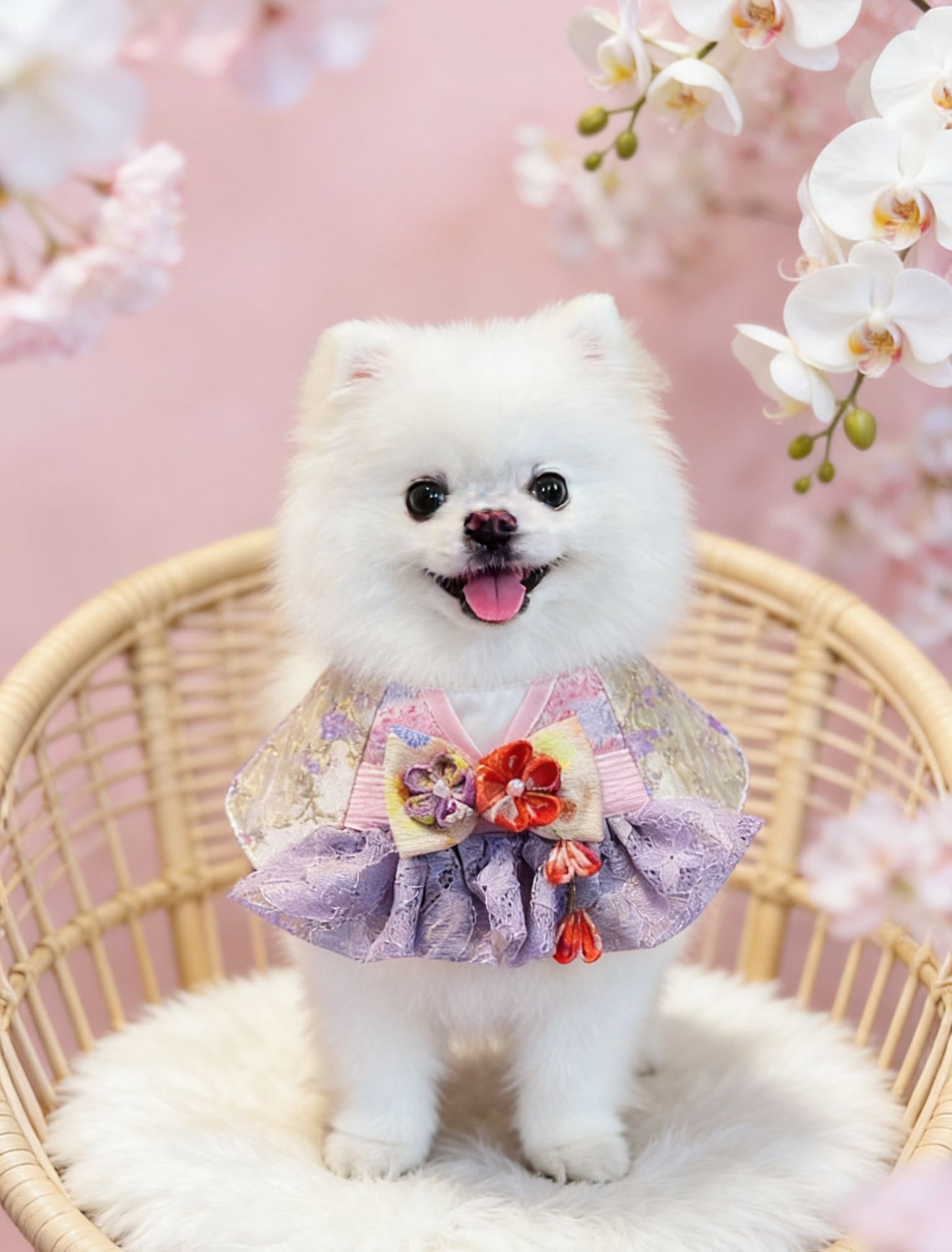 紫織花影和服領巾 Lavender Weave Floral Kimono Scarf