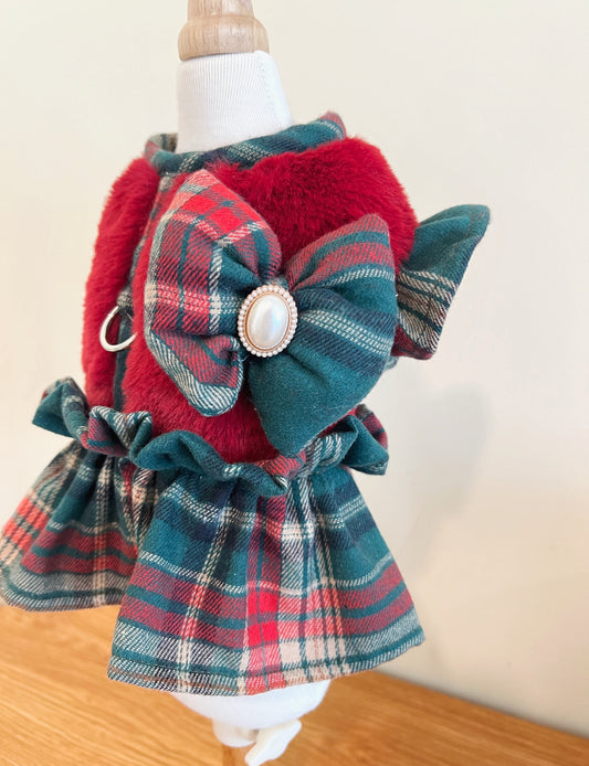 Vintage Plaid Pet Harness - Red Fur product image 2 | GutsDogCom