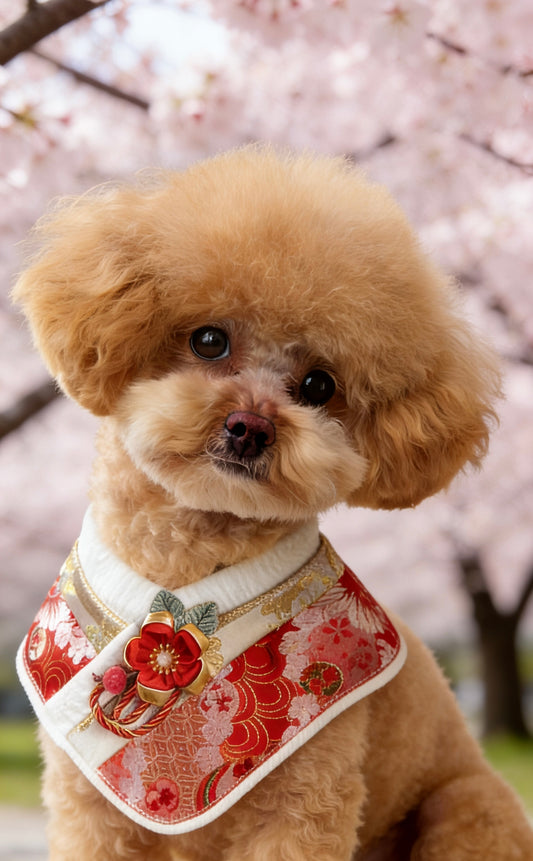 Red Floral Kimono Pet Scarf - Red product image 2 | GutsDogCom
