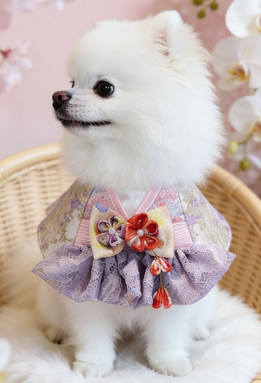 紫織花影和服領巾 Lavender Weave Floral Kimono Scarf