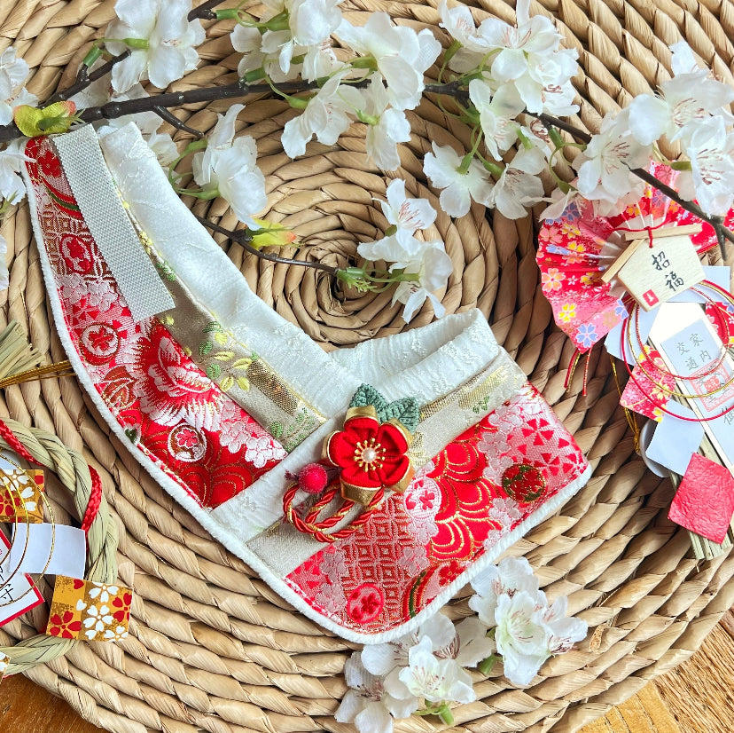 GDC0555 紅花和服領巾(紅色)