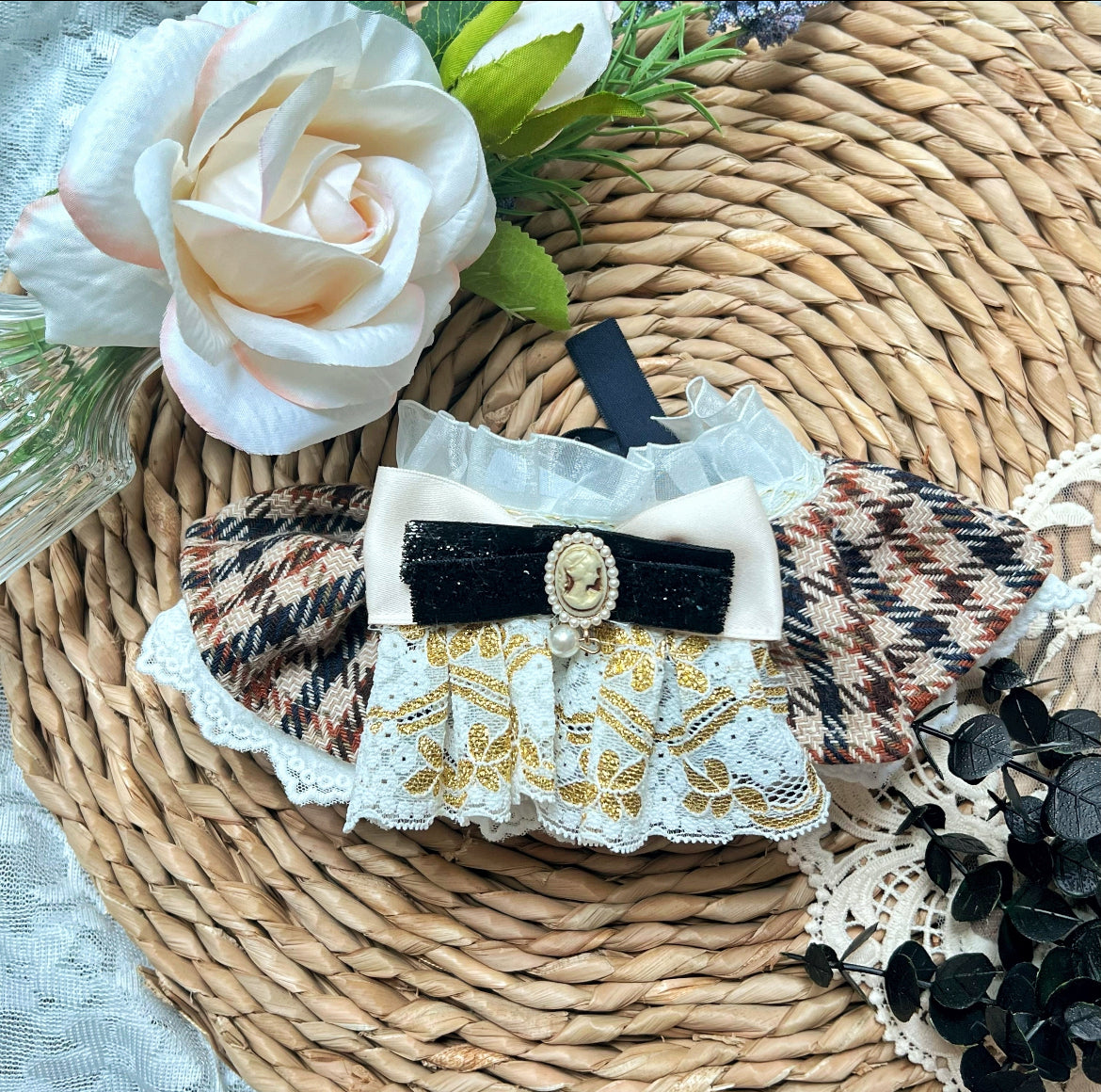 GDC0961 皇室復古啡格女裝圍巾