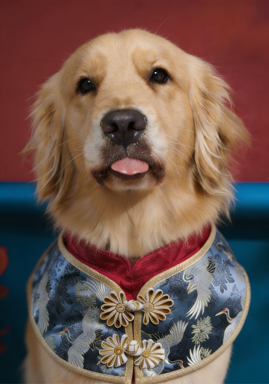 Crane Dance Chinese Tang Suit pet scarf for cats and dogs | GutsDogCom