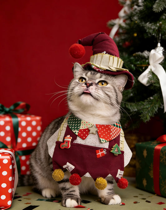 Colorful Christmas Clown Pet Scarf product image 2 | GutsDogCom
