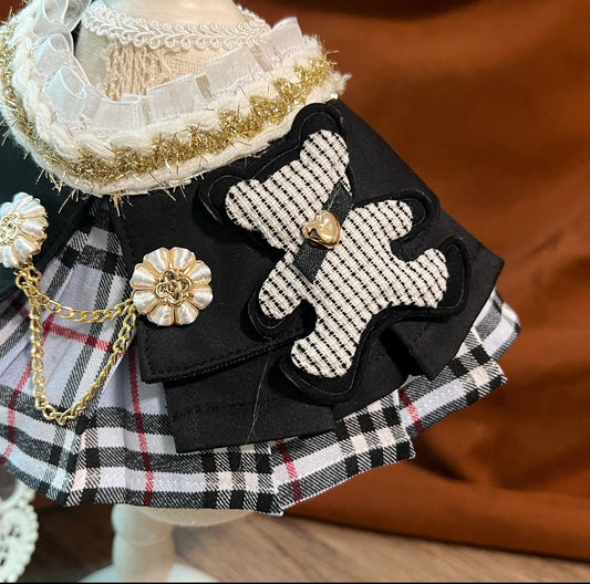 Elegant Sky Blue Plaid Pet Scarf - Girl product image 2 | GutsDogCom