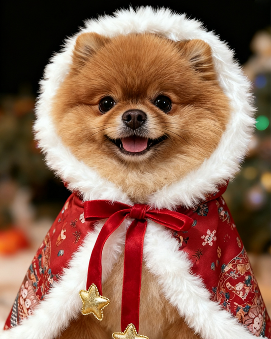Christmas Party Faux Fur Cape - White Trim product image 2 | GutsDogCom