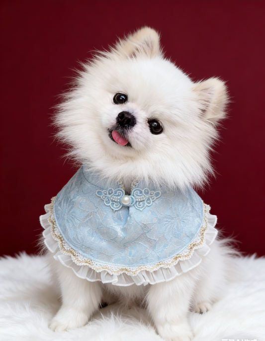 GDC0754 限量發售-優雅蕾絲旗袍圍巾(粉藍色)