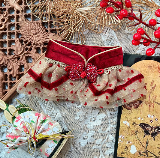 GDC0774 中式古典酒紅披紗