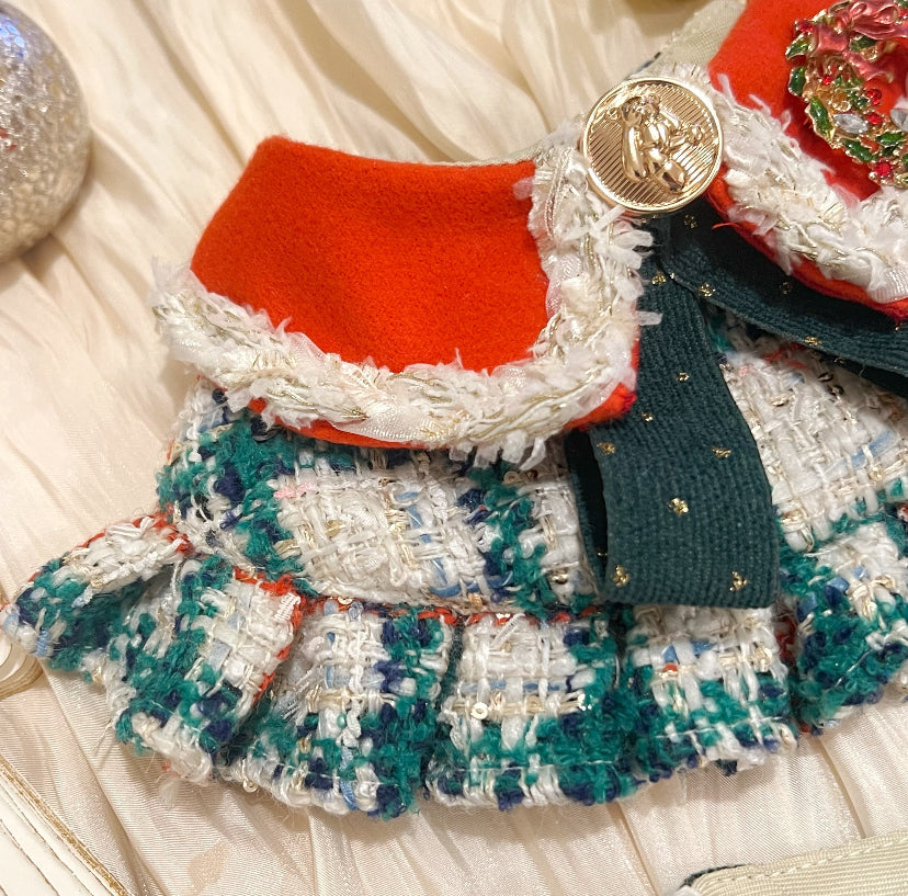 Tweed Green Wilderness Christmas Lady Scarf 粗毛綠野聖誕女裝