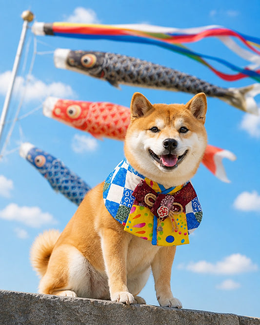 Japanese yukata pet scarf for cats and dogs | GutsDogCom