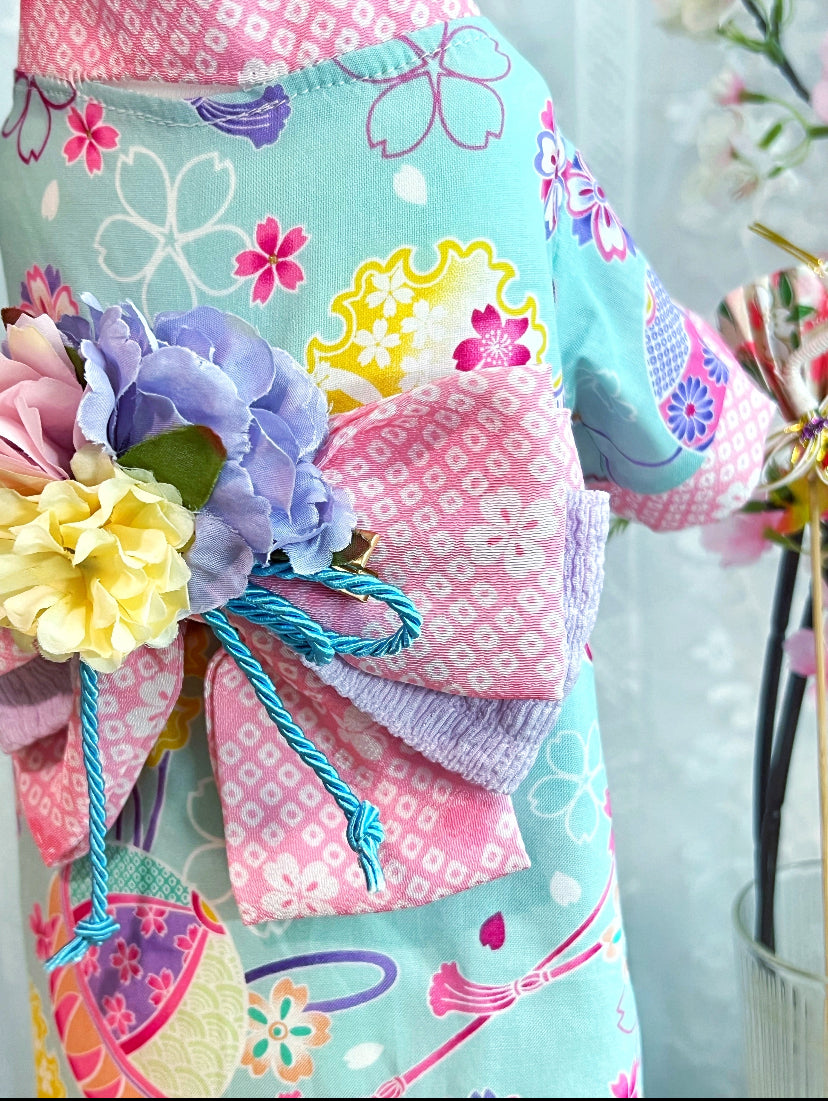 Gion Matsuri Pale Blue Yukata 夏日祭煙火大會之粉藍浴衣