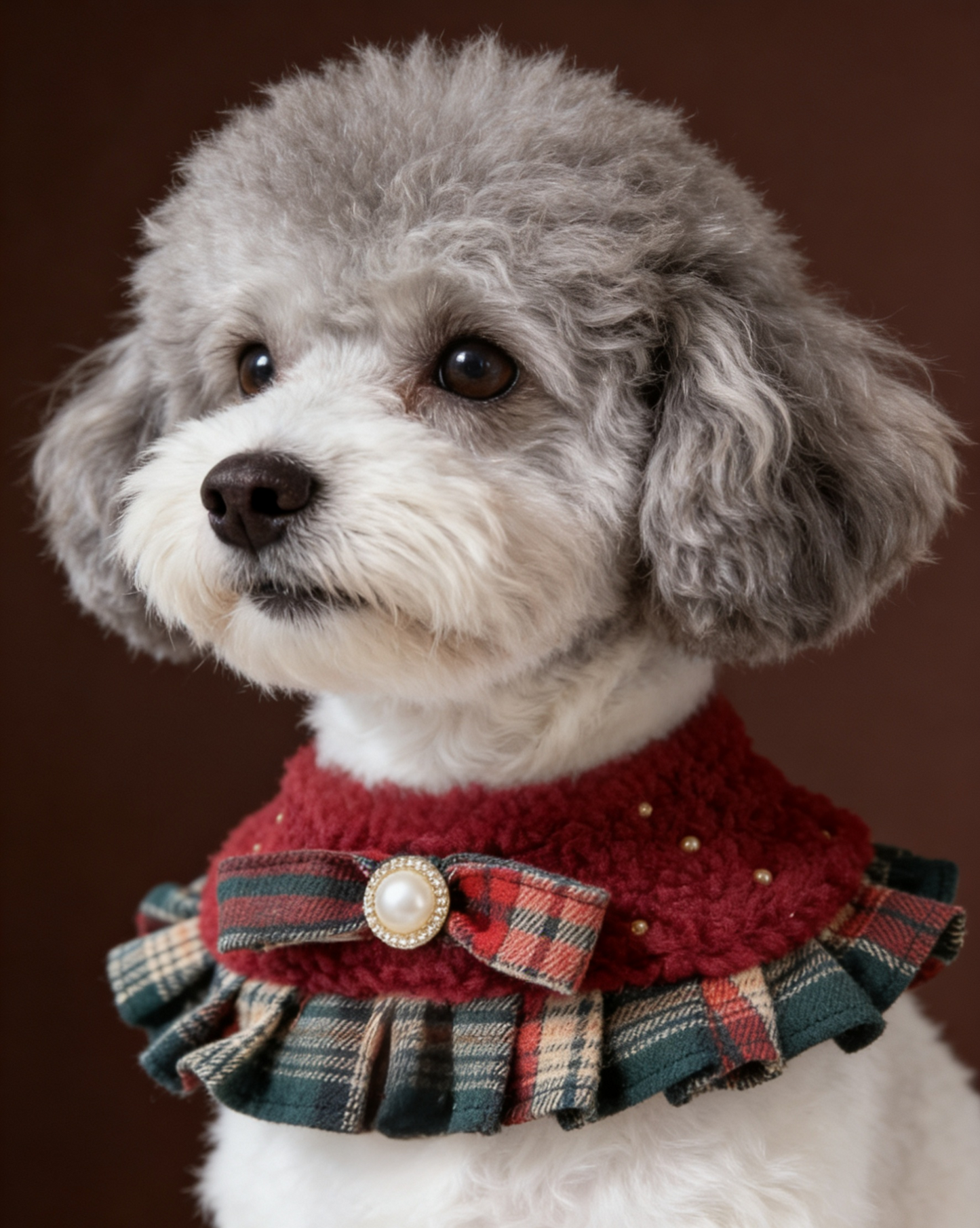 Lady Red and Green Checked Fuzzy Cape 貴婦酒紅毛披肩圍巾（綠格）