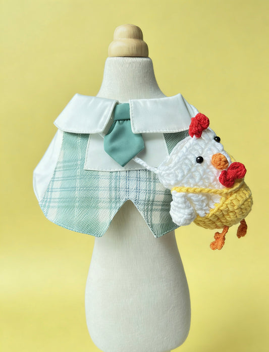 Kindergarten Boy Plaid Tie Pet Scarf - Green product image 2 | GutsDogCom