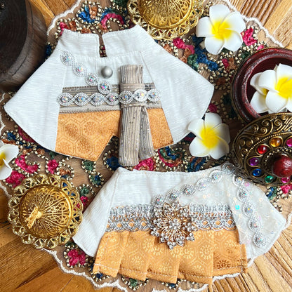 Kun Luo Men's Thai Scarf (White+Golden) Kun Luo男泰服圍巾 (白+黃金色）