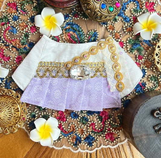 Kun Shi Women's Thai Scarf (Pink + Gold & Purple) Kun Shi女泰服圍巾  (粉紅+金紫)