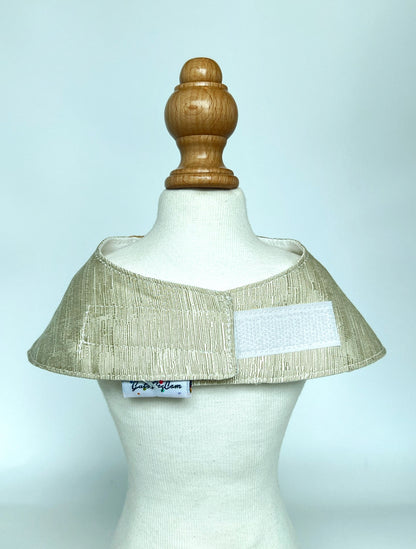 Traditional Korean Hanbok with Waist Pouch Scarf(Sliver white with gold) 傳統韓服掛袋領巾（銀白配泥金色）