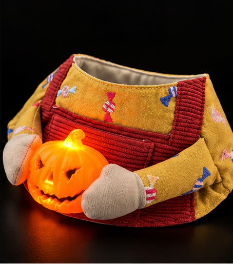 Candy Clown Pet Scarf with Pumpkin - Turmeric Brick Red