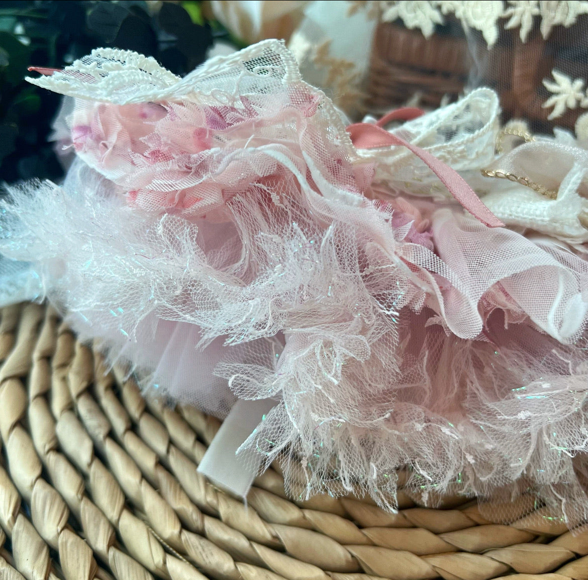 Pink Flowered Fairy Scarf 春田花花粉紅小仙圍巾