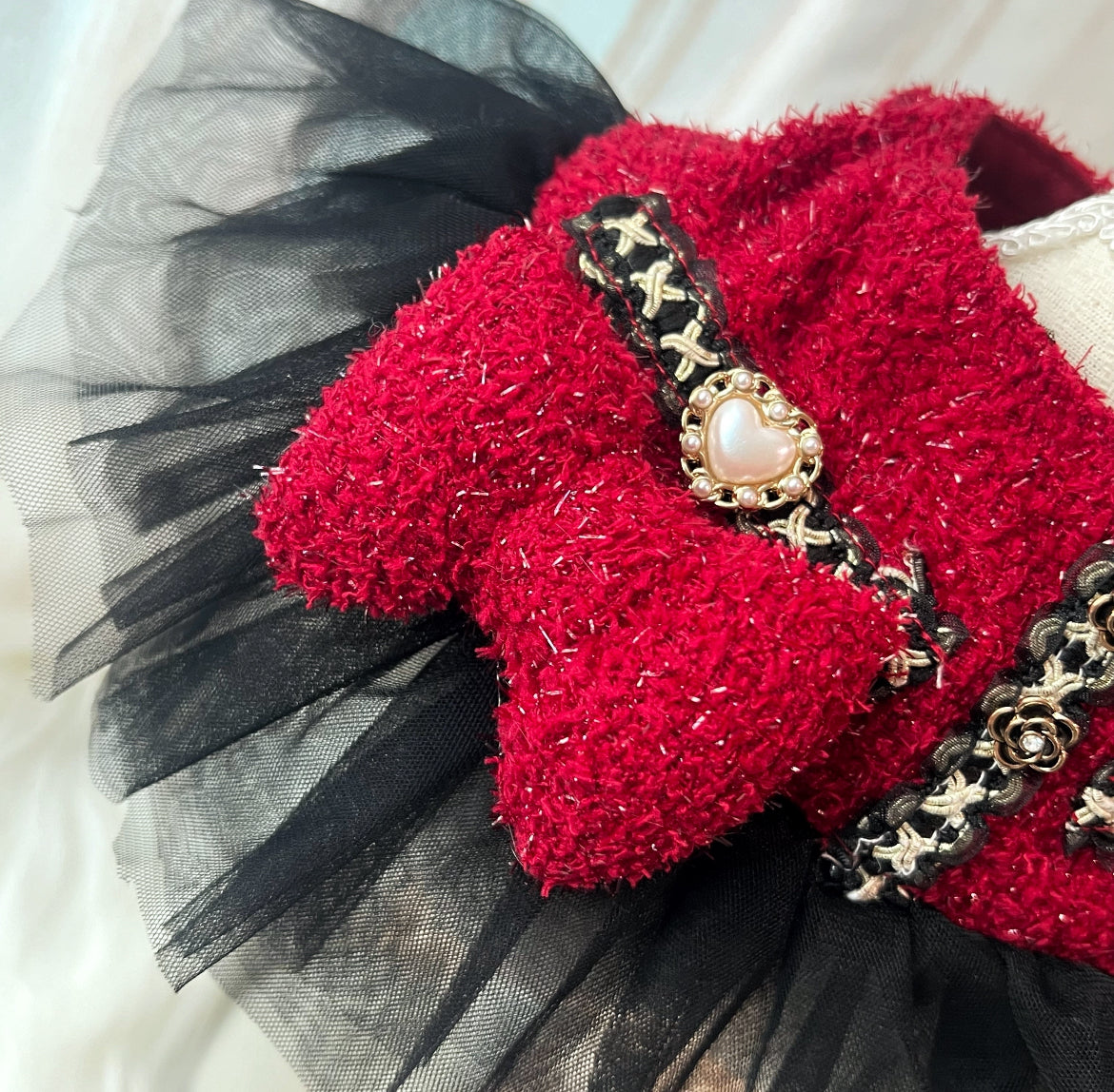 GDC0935 優雅酒紅小香風圍巾