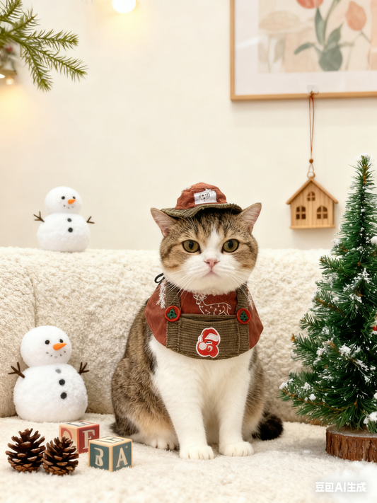 Brick Red Embroidered Deer Worker Pants Scarf (Choose your own letters) 綉紅色聖誕刺繡鹿工人褲圍巾（自選字母）