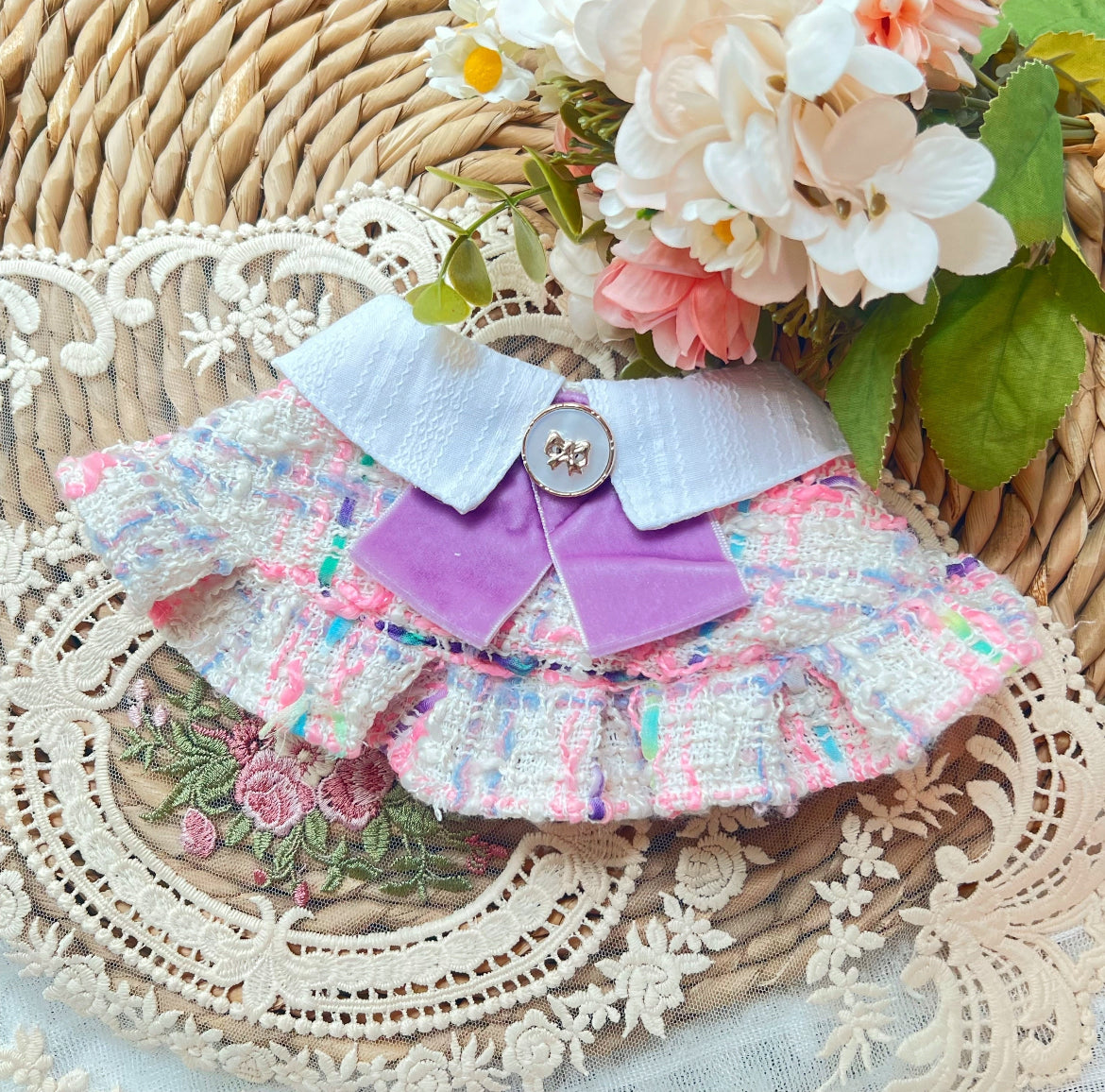 GDC0984 粉紅山茶花小香風圍巾