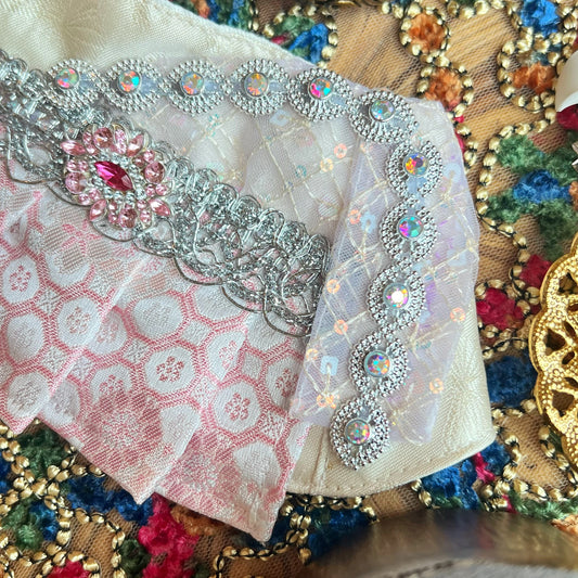 Kun Shi Women's Thai Scarf (Light Yellow + Pink) product image 2 | GutsDogCom