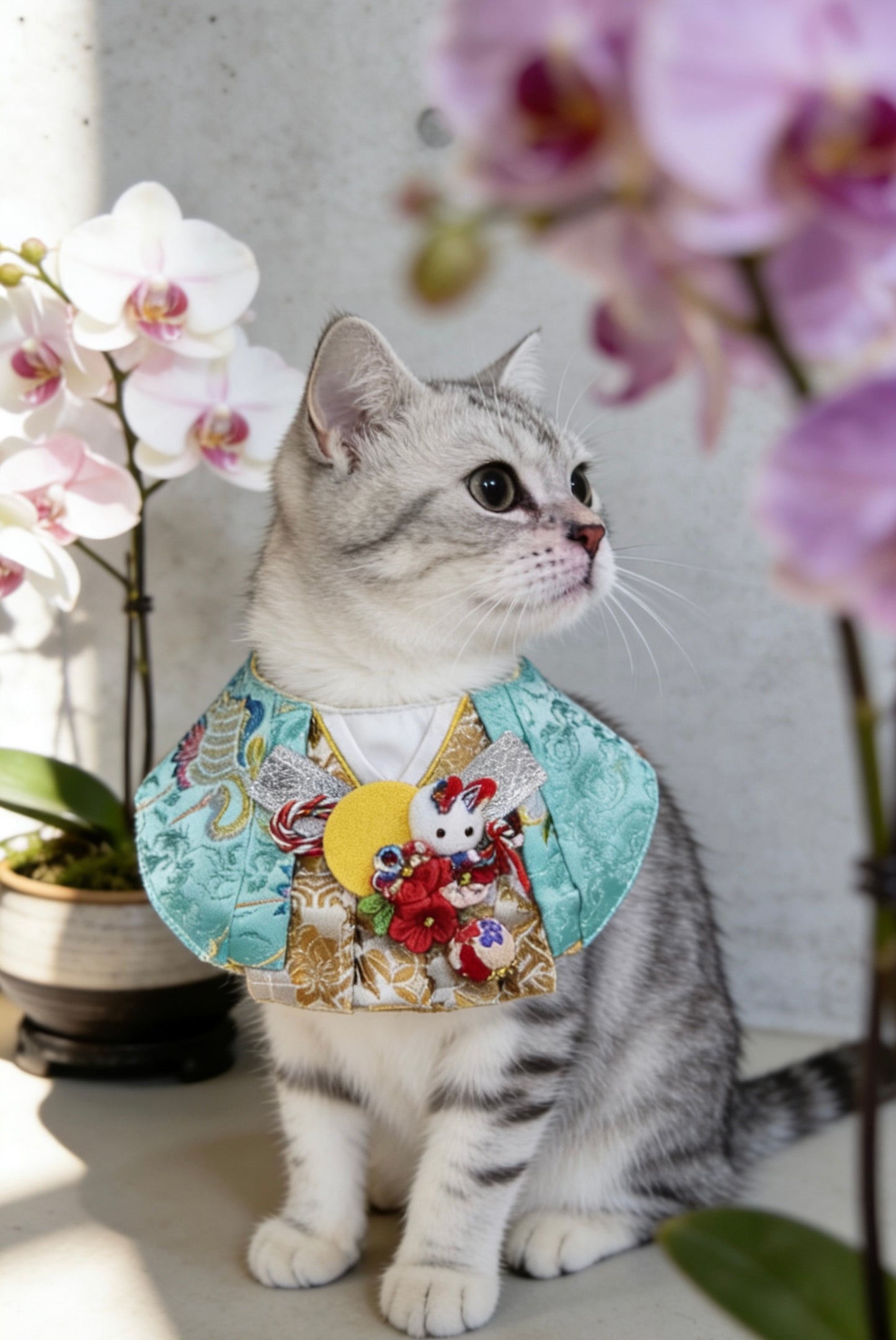 Moonhare Nishiki Kimono Scarf (Men's) 月兔錦領和服圍巾 （男款）