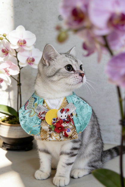 Moonhare Nishiki Kimono Scarf (Men's) 月兔錦領和服圍巾 （男款）