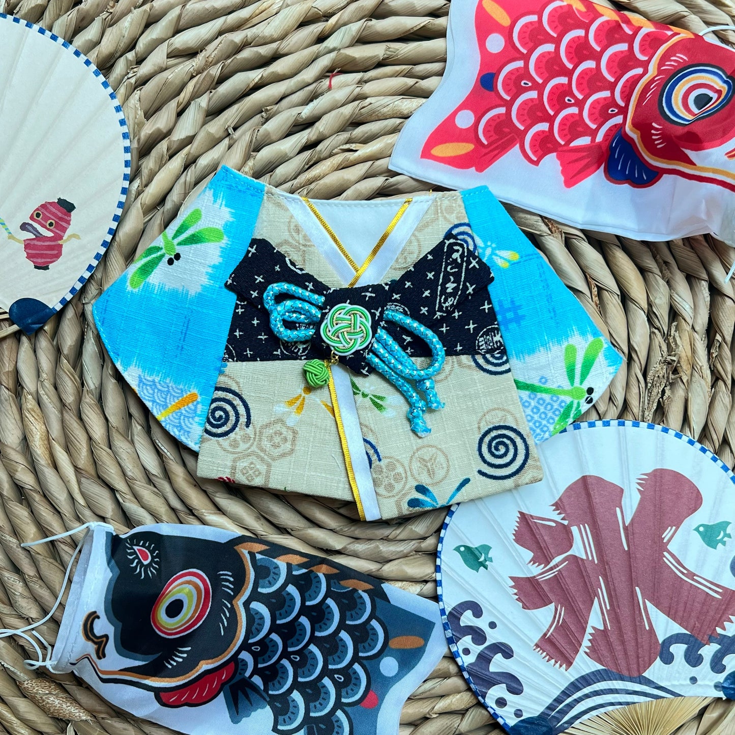Dragonfly yukata with Mizuhiki scarf 夏日祭蜻蜓浴衣配水引結圍巾