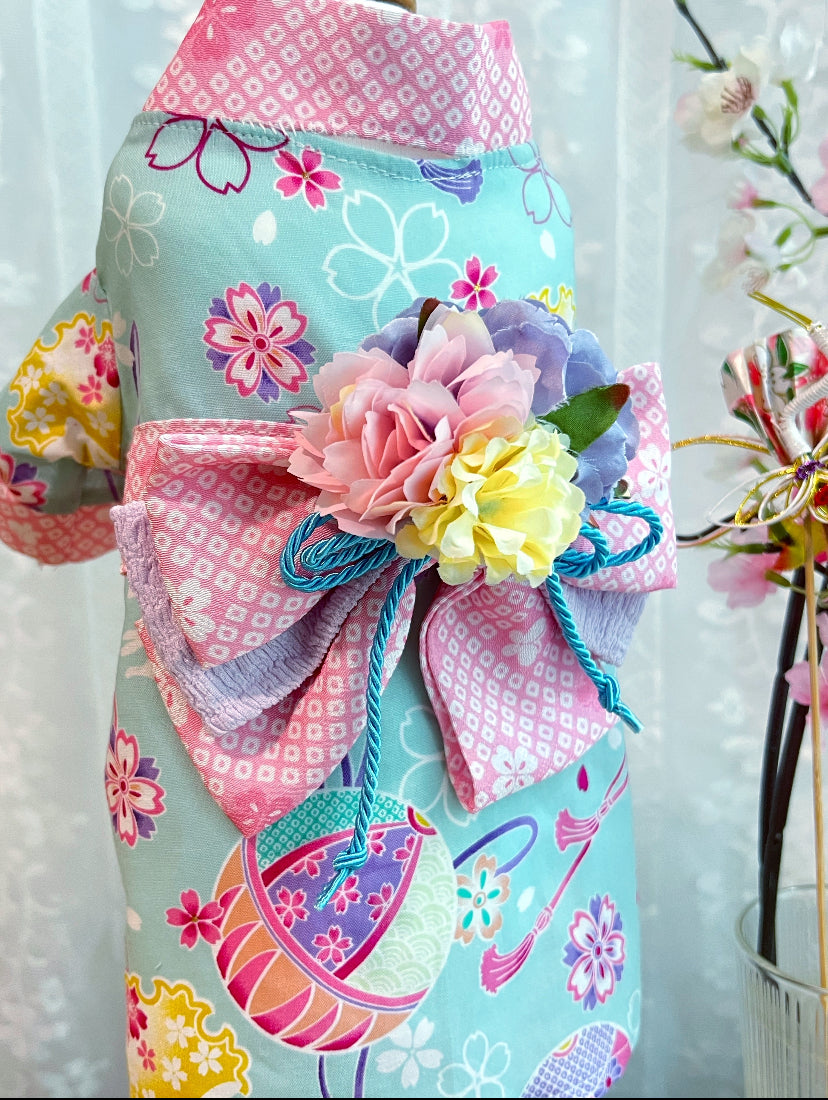 Gion Matsuri Pale Blue Yukata 夏日祭煙火大會之粉藍浴衣