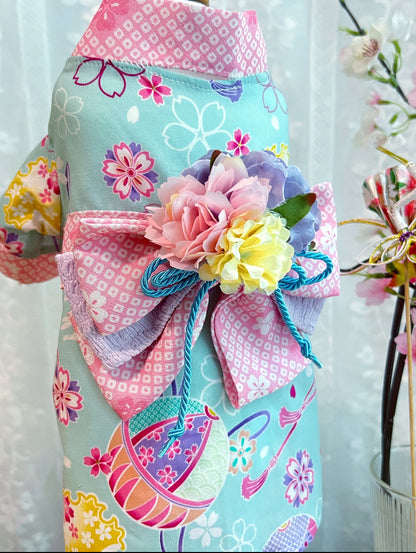 Gion Matsuri Pale Blue Yukata 夏日祭煙火大會之粉藍浴衣