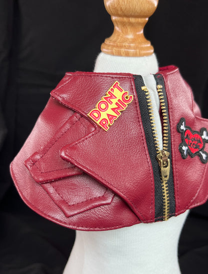 GDC0676 	Rock友皮褸圍巾（暗紅色）