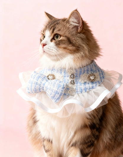 Cutie Blue Tweed Cape 可愛小香風圍巾(粉藍色)