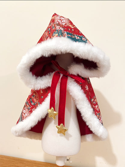 GDC0398 聖誕派對毛毛斗篷（白邊）