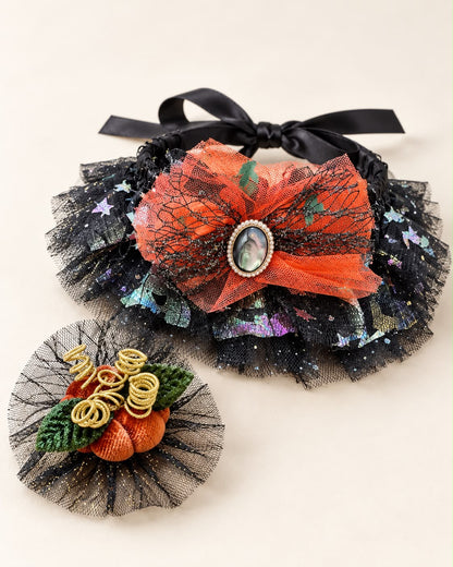 Pumpkin Witch Lace Scarf(with Flashing light)