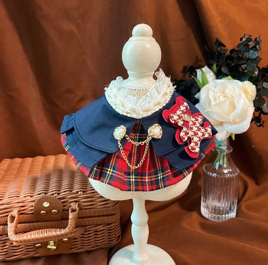 British Blue Tartan Scarf 古典復古英倫藍紅圍巾