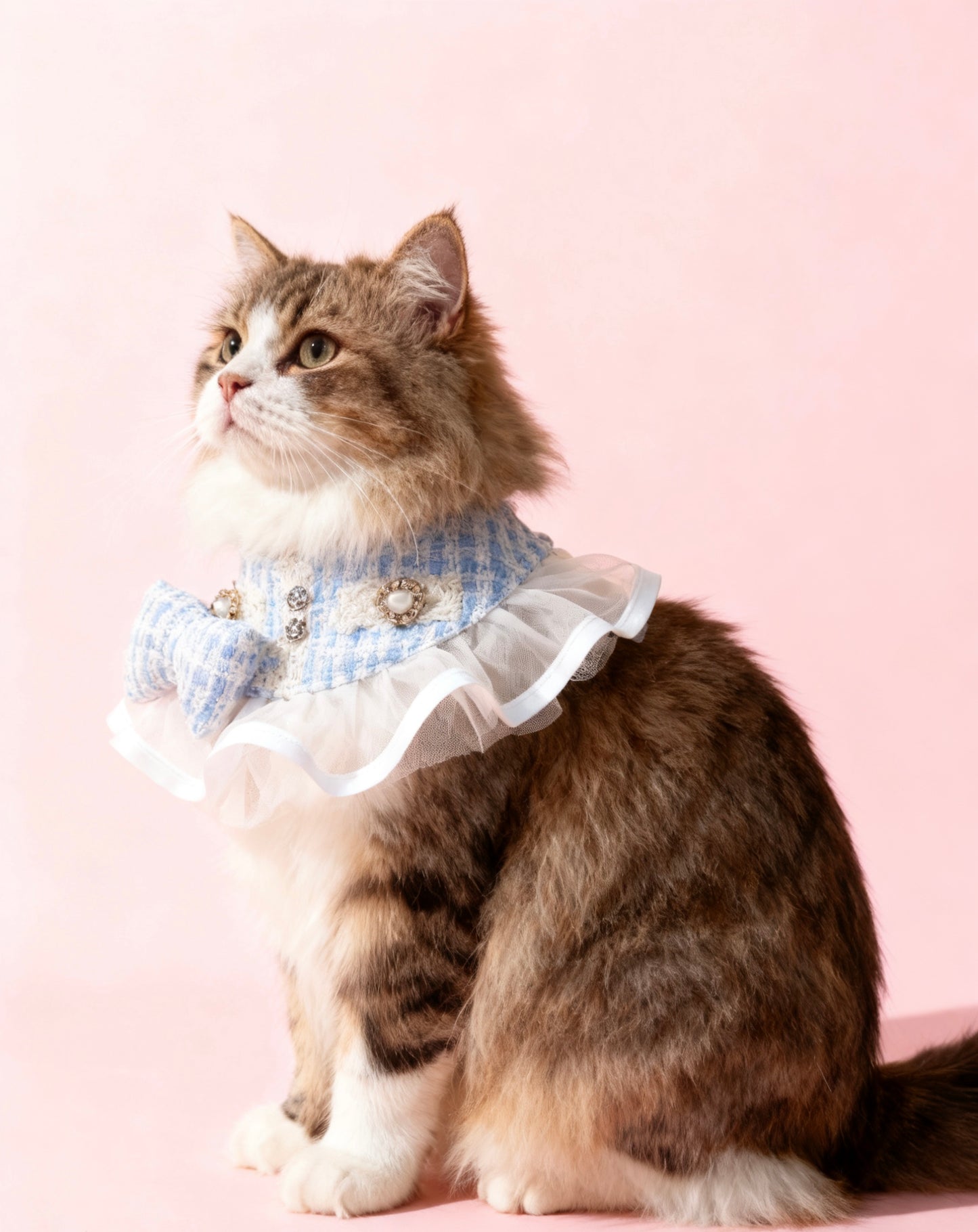 Cutie Blue Tweed Cape 可愛小香風圍巾(粉藍色)