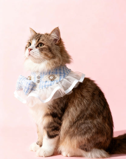 Cutie Blue Tweed Cape 可愛小香風圍巾(粉藍色)