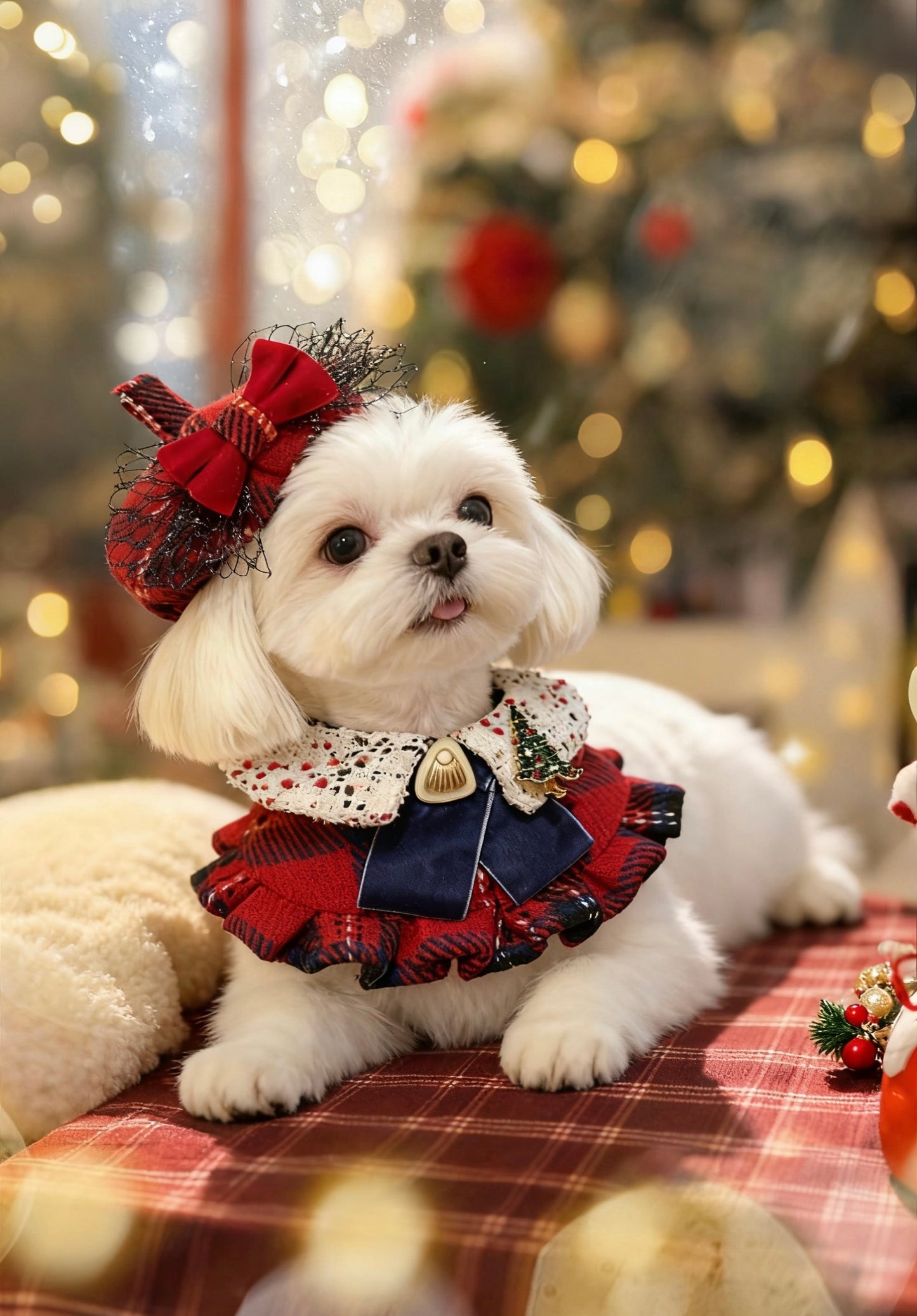 Classic Red Checkered Pleated Skirt Scarf 經典紅格百摺圍巾（女裝）